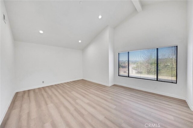 867 Winding Brook Ln, Walnut, CA 91789 - bonus room with high vaulted ceiling, light wood-type flooring, beamed ceiling, baseboards, and recessed lighting