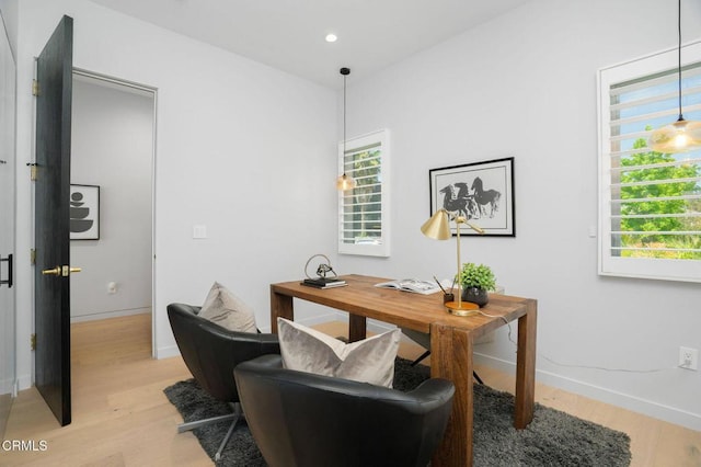 5622 Natick Ave, Sherman Oaks, CA 91411 - office featuring light wood-style flooring, baseboards, and recessed lighting