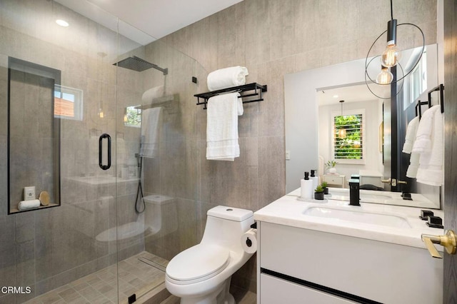 5622 Natick Ave, Sherman Oaks, CA 91411 - full bathroom featuring vanity, a shower stall, and toilet