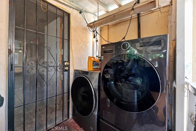 1218 S Sultana Ave Unit A, Ontario, CA 91761 - laundry room with washer and dryer and a textured wall