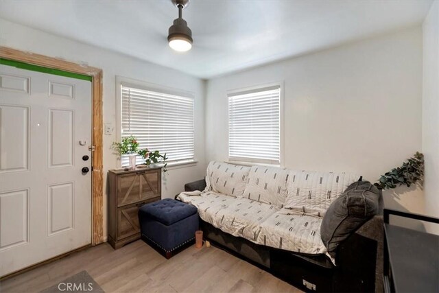 1218 S Sultana Ave Unit A, Ontario, CA 91761 - foyer entrance with light wood-style floors and a ceiling fan
