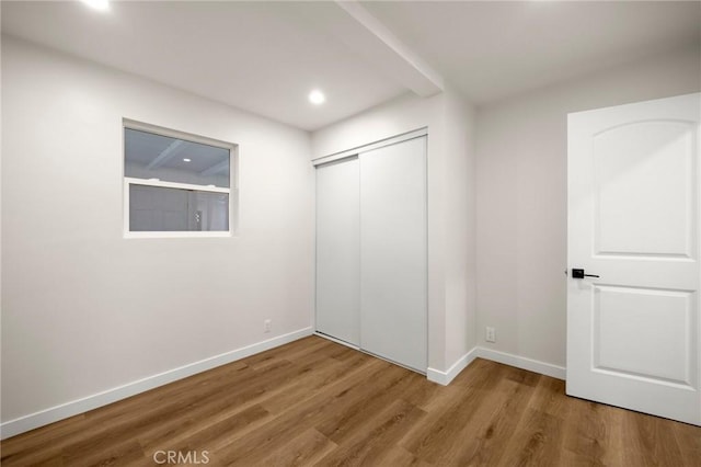 3629 W 144th St, Hawthorne, CA 90250 - unfurnished bedroom featuring wood finished floors, baseboards, recessed lighting, and a closet