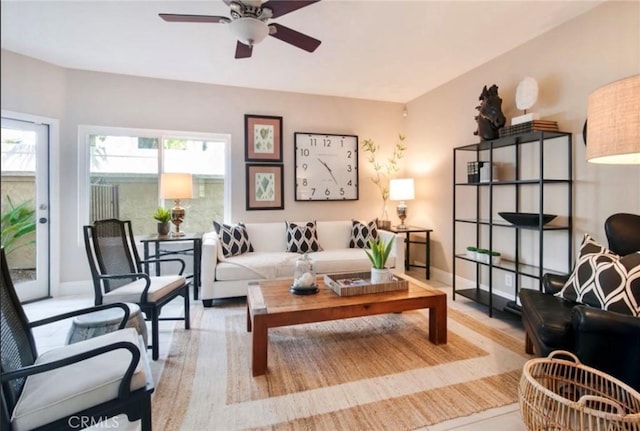 19 Reina, Dana Point, CA 92629 - living room featuring a ceiling fan and baseboards
