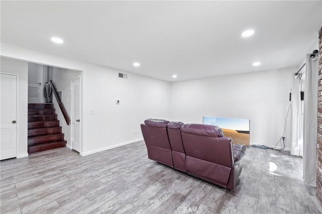 5115 Castelotte Ct, Whittier, CA 90601 - living area with stairs, wood finished floors, recessed lighting, and baseboards