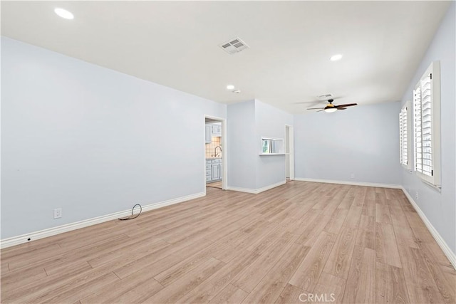 3316 Burritt Way, Glendale, CA 91214 - unfurnished room with light wood finished floors, ceiling fan, recessed lighting, and baseboards