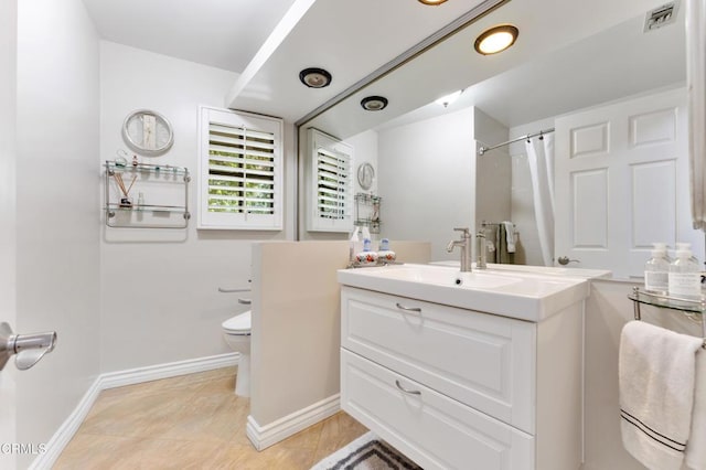 2210 Brambling Ln, Pasadena, CA 91107 - bathroom with vanity, tile patterned floors, and curtained shower