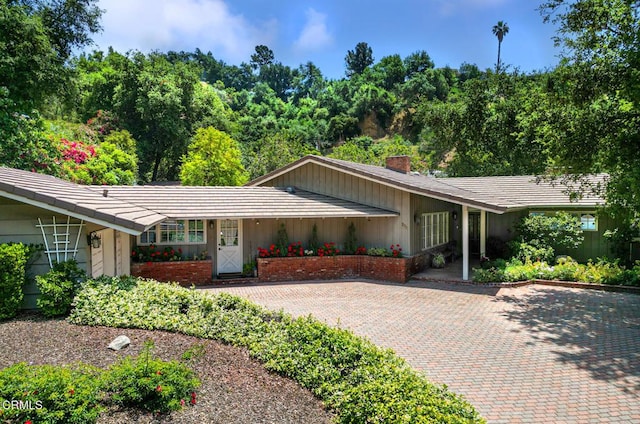 2210 Brambling Ln, Pasadena, CA 91107 - ranch-style home with a chimney and a tile roof