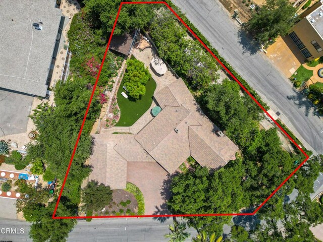 2210 Brambling Ln, Pasadena, CA 91107 - aerial view of property and surrounding area with property boundaries highlighted