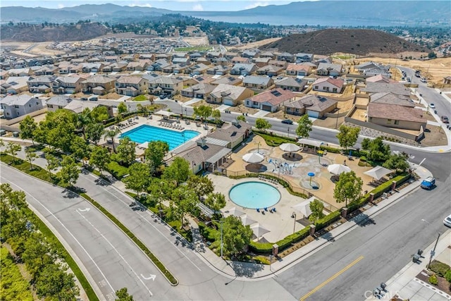 4127 Poplar Cir, Lake Elsinore, CA 92530 - bird's eye view of a pool area and a mountainous background