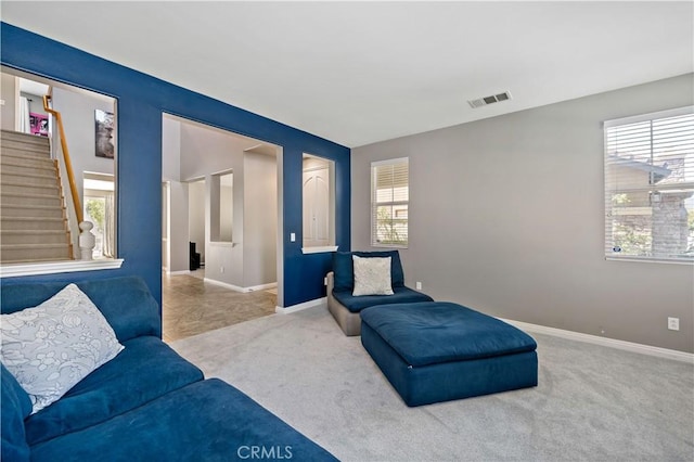 4127 Poplar Cir, Lake Elsinore, CA 92530 - living area featuring carpet floors and stairway