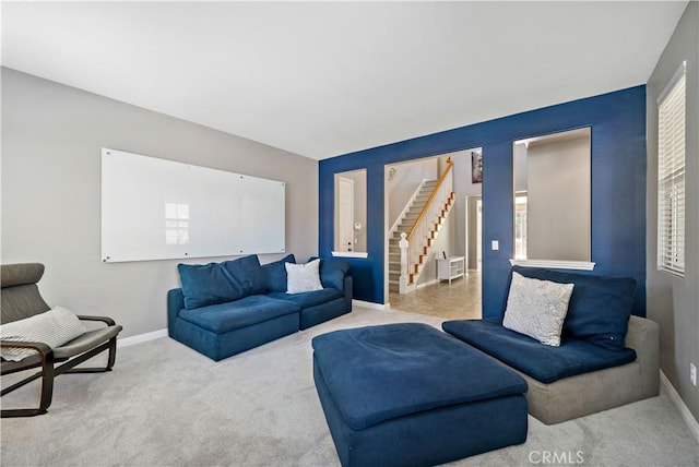 4127 Poplar Cir, Lake Elsinore, CA 92530 - living area featuring carpet floors and stairs