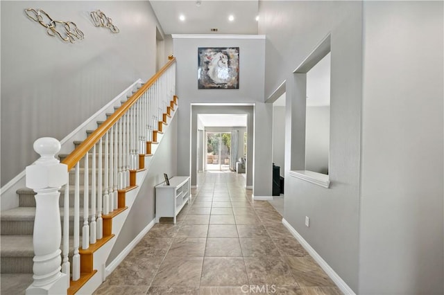 4127 Poplar Cir, Lake Elsinore, CA 92530 - foyer entrance featuring stairway and baseboards