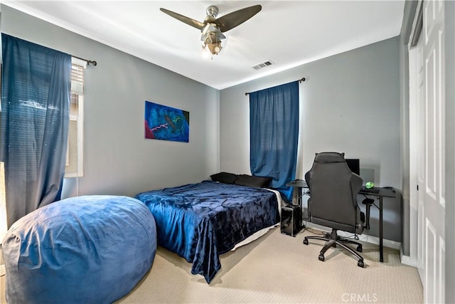 4127 Poplar Cir, Lake Elsinore, CA 92530 - bedroom with carpet floors, ceiling fan, a closet, and a desk