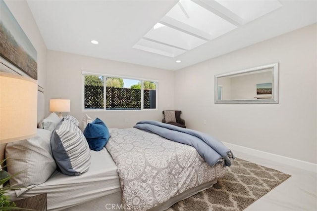 5437 Via Carrizo, Laguna Woods, CA 92637 - bedroom with a skylight, recessed lighting, and baseboards