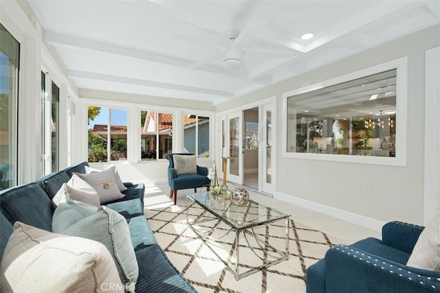 5437 Via Carrizo, Laguna Woods, CA 92637 - sunroom / solarium with beamed ceiling and baseboards