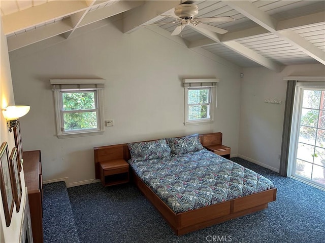 4854 Ranchito Ave, Sherman Oaks, CA 91423 - bedroom with carpet floors, baseboards, a ceiling fan, and access to outside