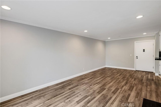 3605 W Hidden Ln Unit 307, Rolling Hills Estates, CA 90274 - spare room featuring recessed lighting, wood finished floors, crown molding, and baseboards