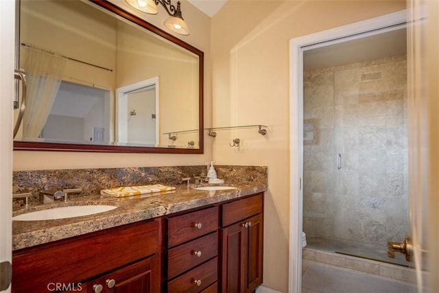 4 Amherst, Laguna Niguel, CA 92677 - full bathroom featuring double vanity and a shower stall