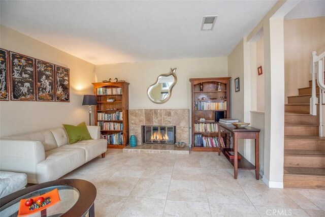 4 Amherst, Laguna Niguel, CA 92677 - living room with stairway and a fireplace