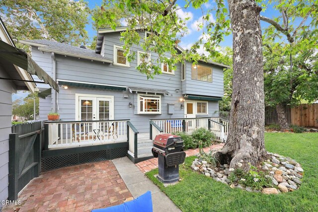 346 Stedman Pl, Monrovia, CA 91016 - back of property featuring a wooden deck and a patio