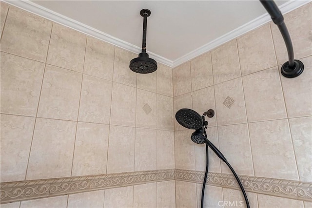 1914 S W View St, Los Angeles, CA 90016 - bathroom view of ornamental molding and a tile shower