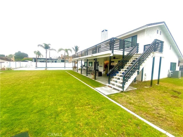 2416 Hialeah Cir, Norco, CA 92860 - rear view of house with stairs, cooling unit, a patio, and a wooden deck