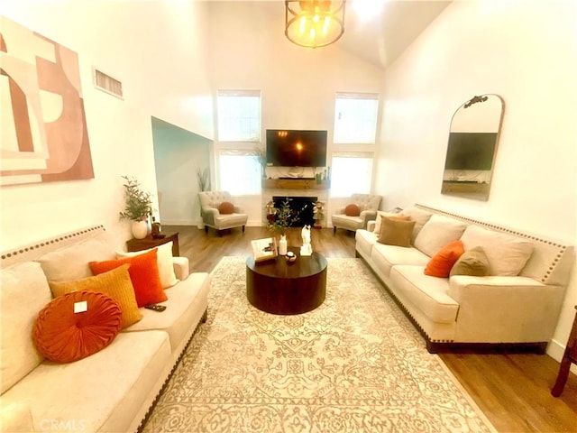 2416 Hialeah Cir, Norco, CA 92860 - living area featuring wood finished floors and high vaulted ceiling
