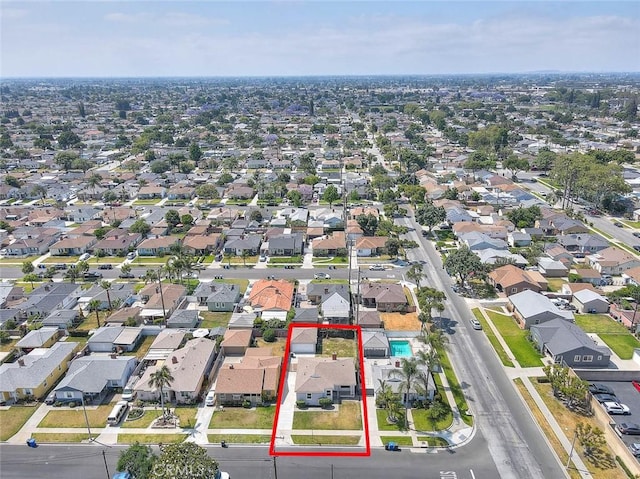 11206 Quinn St, Downey, CA 90241 - aerial view of residential area featuring property boundaries highlighted