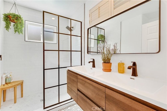 4901 Ethel Ave, Sherman Oaks, CA 91423 - full bathroom with a tile shower and double vanity