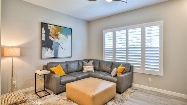 876 Doheny Way, Dana Point, CA 92629 - living area with wood finished floors, baseboards, and a ceiling fan