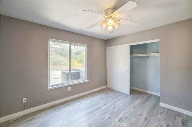 6114 Sard St, Rancho Cucamonga, CA 91701 - unfurnished bedroom featuring wood finished floors, a closet, baseboards, and ceiling fan