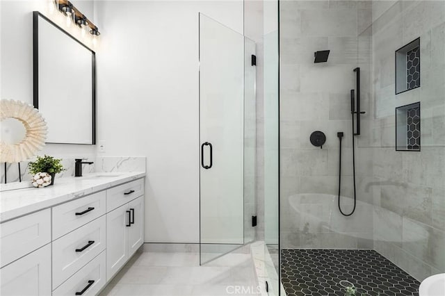 4956 Malibu Dr, Paradise, CA 95969 - full bathroom featuring vanity and a stall shower