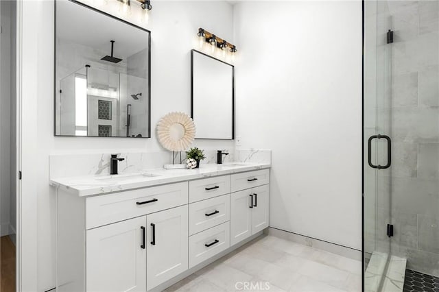 4956 Malibu Dr, Paradise, CA 95969 - full bath with double vanity and a stall shower