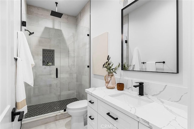4956 Malibu Dr, Paradise, CA 95969 - bathroom with vanity, a stall shower, and toilet