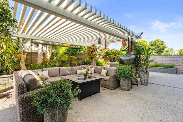 5291 Strasbourg Ave, Irvine, CA 92604 - fenced backyard featuring an outdoor living space, a pergola, and a patio area
