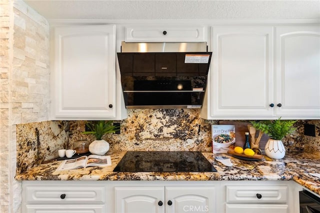5291 Strasbourg Ave, Irvine, CA 92604 - kitchen with black appliances, backsplash, white cabinets, and stone countertops