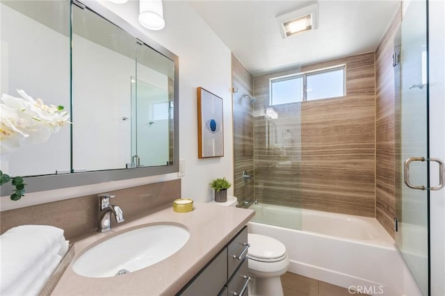 5291 Strasbourg Ave, Irvine, CA 92604 - bathroom with toilet, vanity, shower / bath combination with glass door, and tile patterned floors