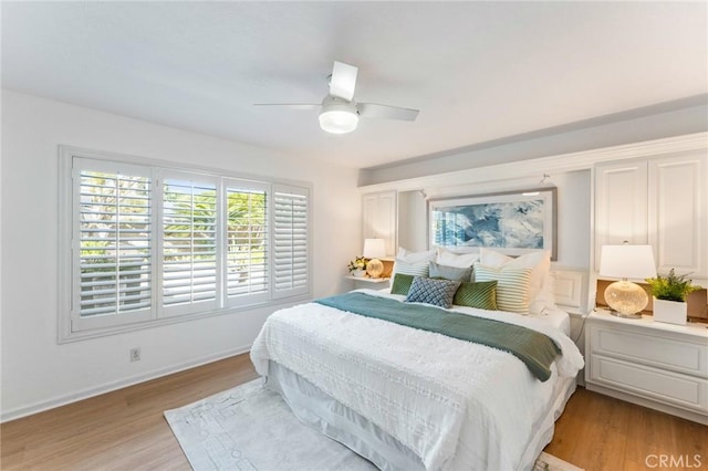 5291 Strasbourg Ave, Irvine, CA 92604 - bedroom with light wood finished floors, ceiling fan, and baseboards