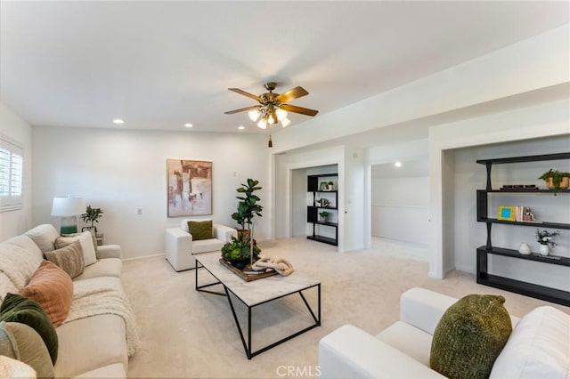 5291 Strasbourg Ave, Irvine, CA 92604 - living area featuring recessed lighting, a ceiling fan, light colored carpet, and baseboards