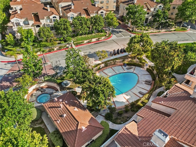 19852 Sandpiper Pl Unit 96, Newhall, CA 91321 - aerial perspective of suburban area featuring a pool