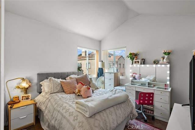 19852 Sandpiper Pl Unit 96, Newhall, CA 91321 - bedroom with lofted ceiling and dark wood-style floors