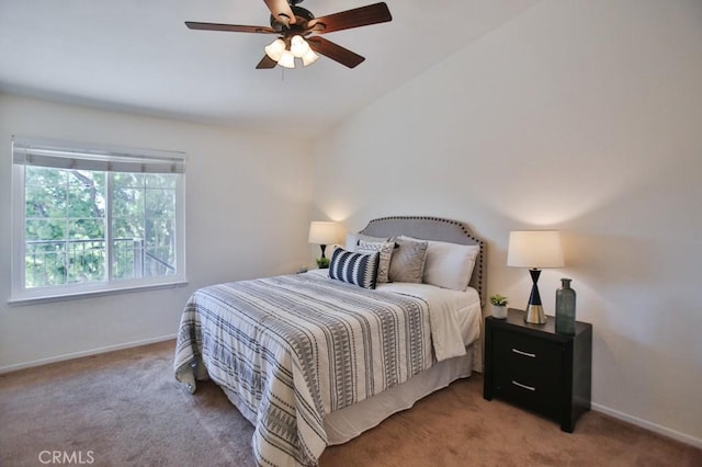 45 Via Hermosa, Rancho Santa Margarita, CA 92688 - carpeted bedroom featuring baseboards, ceiling fan, and vaulted ceiling