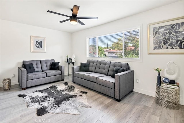 4429 Tremont St Unit 4, San Diego, CA 92102 - living room featuring wood finished floors, a ceiling fan, and baseboards