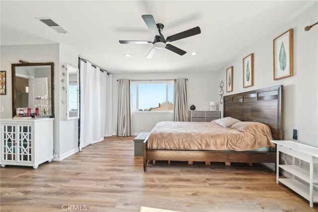7906 Appaloosa Ct, Rancho Cucamonga, CA 91701 - bedroom featuring light wood-type flooring, recessed lighting, and a ceiling fan