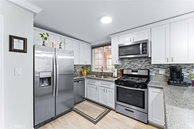 20402 Pioneer Blvd, Lakewood, CA 90715 - kitchen featuring stainless steel appliances, a sink, and white cabinets