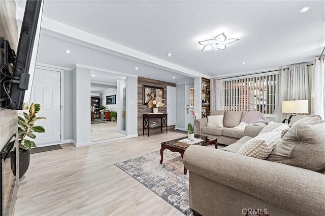 20402 Pioneer Blvd, Lakewood, CA 90715 - living area featuring baseboards, light wood-type flooring, and recessed lighting