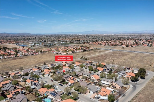 4231 Sage Ct, Palmdale, CA 93552 - aerial view of property's location featuring mountains and nearby suburban area