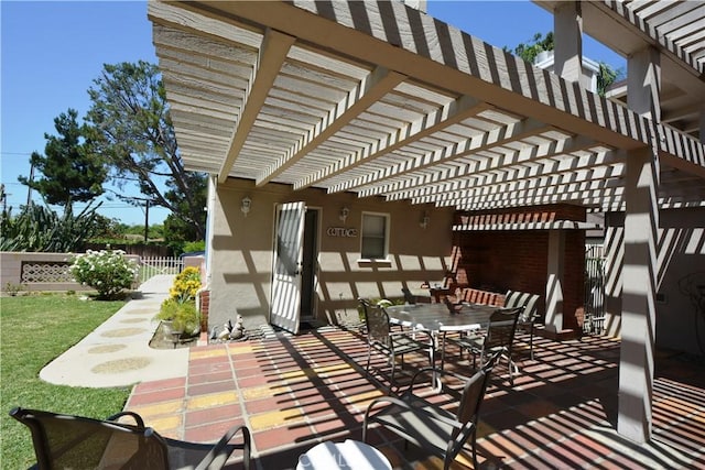 11514 Beverly Blvd, Whittier, CA 90601 - view of patio featuring a pergola and outdoor dining area