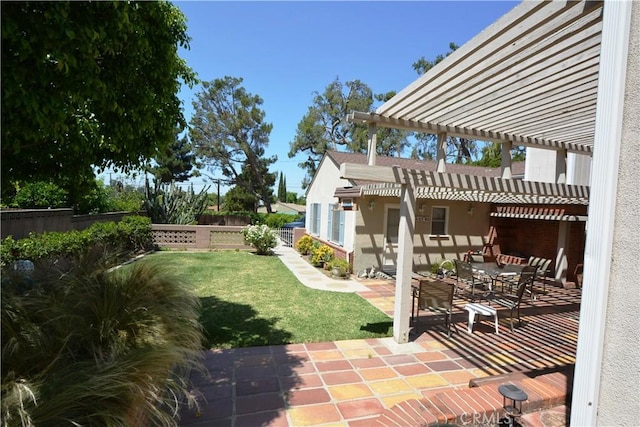 11514 Beverly Blvd, Whittier, CA 90601 - fenced backyard featuring a pergola and a patio area