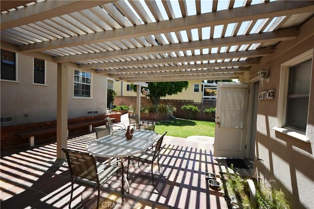 11514 Beverly Blvd, Whittier, CA 90601 - fenced backyard featuring a pergola, a patio area, and outdoor dining space